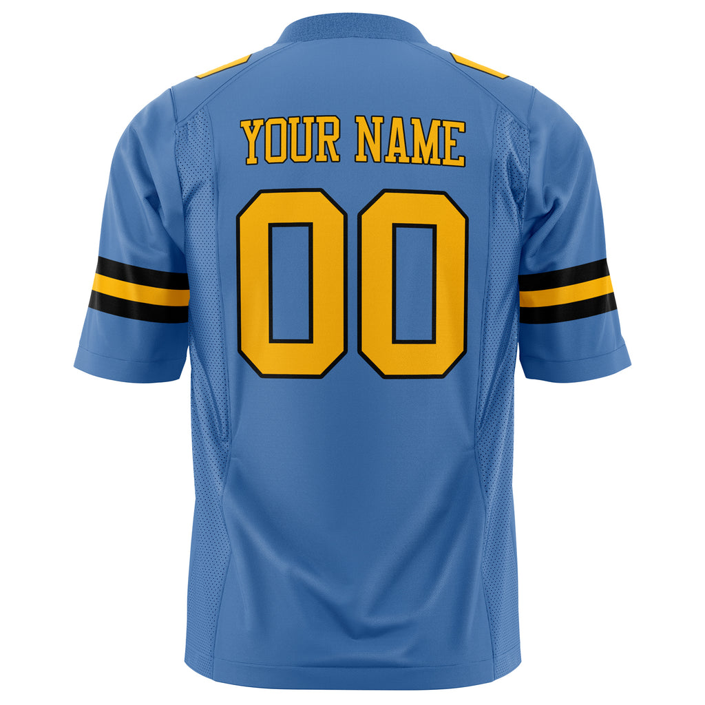 Custom Electric Blue Gold Solid Colour Football Jersey