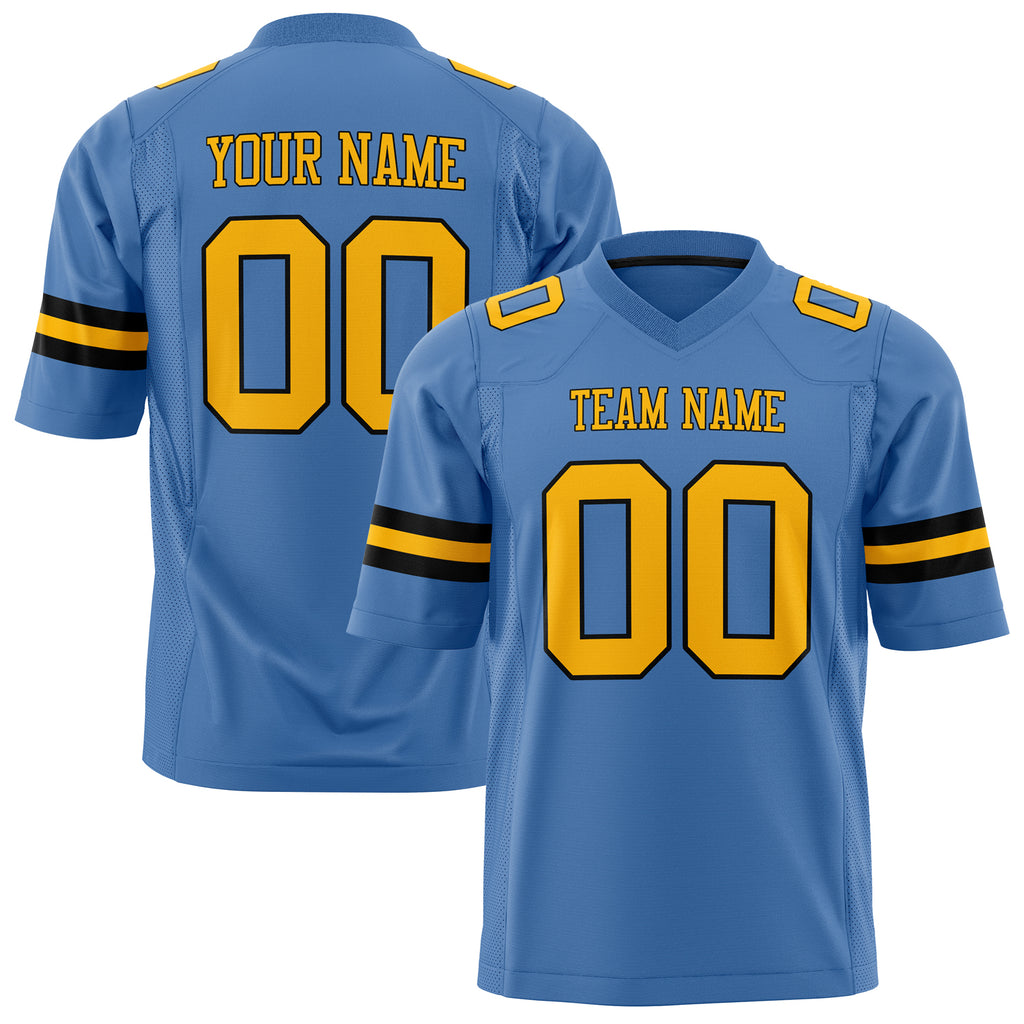 Custom Electric Blue Gold Solid Colour Football Jersey FT01240725EL118