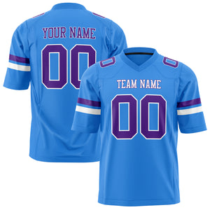 Custom Electric Blue Purple Solid Colour Football Jersey FT01240725EL121