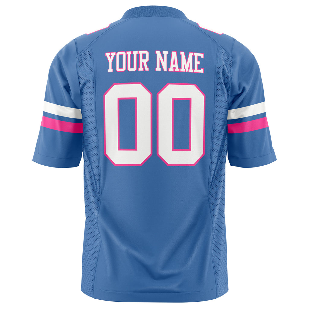 Custom Electric Blue White Solid Colour Football Jersey