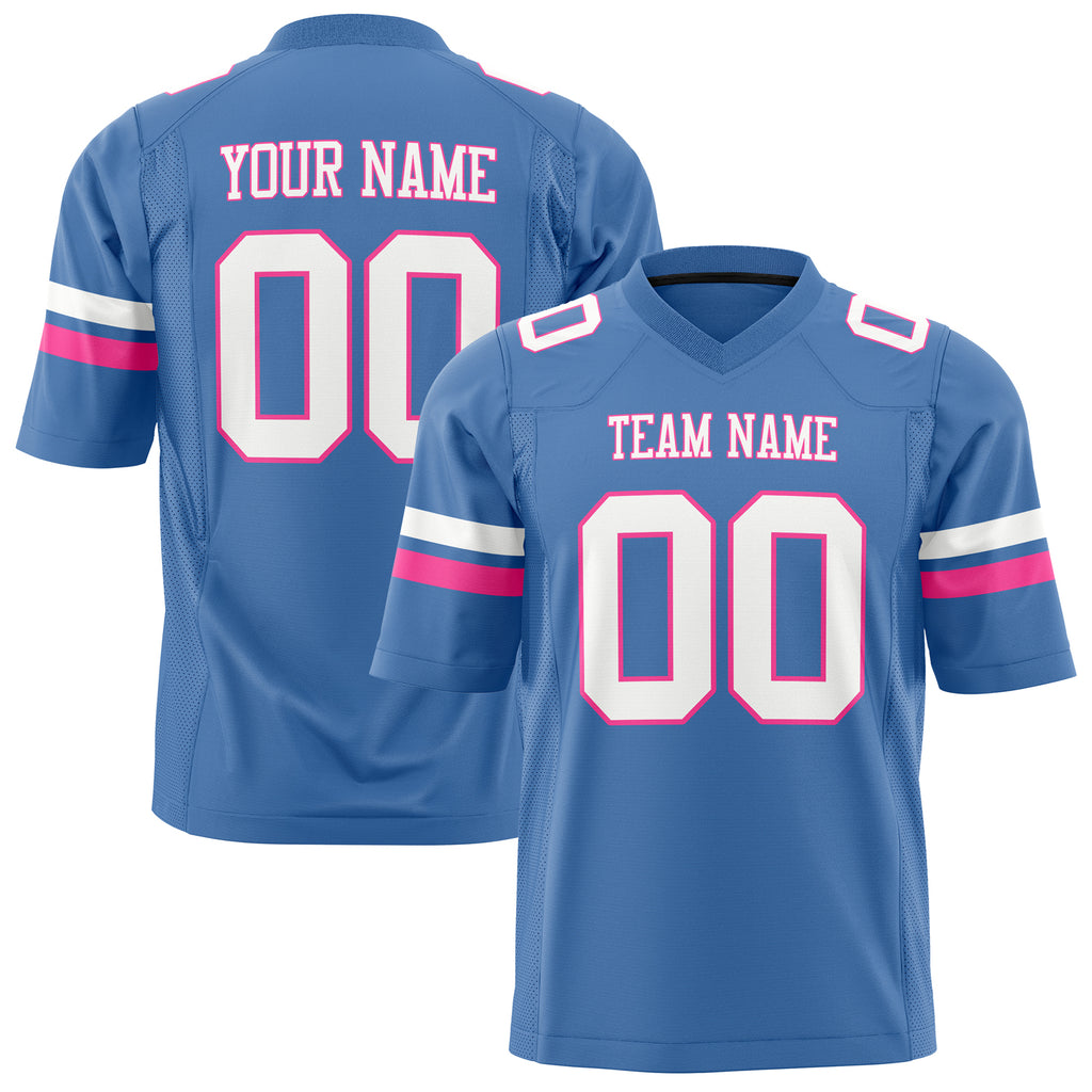 Custom Electric Blue White Solid Colour Football Jersey FT01240725EL123
