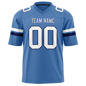 Custom Electric Blue White Solid Colour Football Jersey