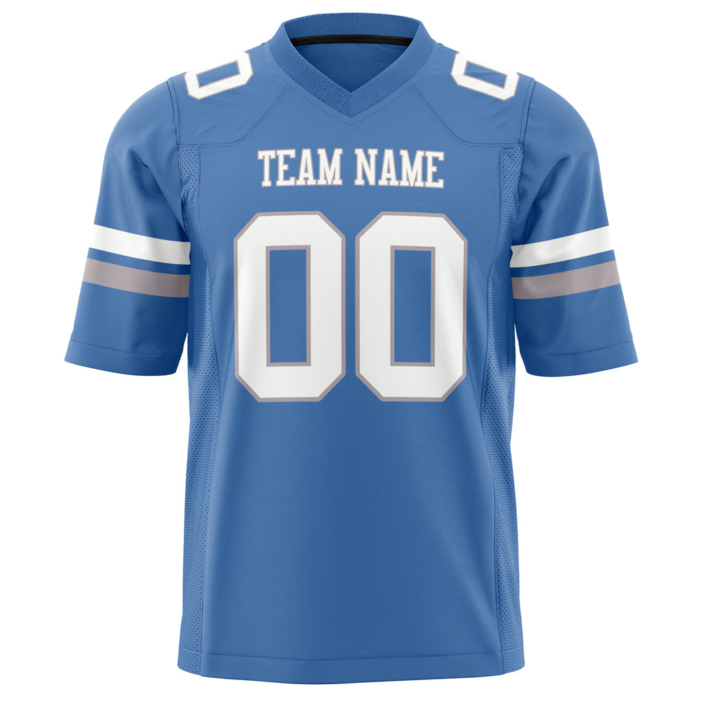 Custom Electric Blue White Solid Colour Football Jersey