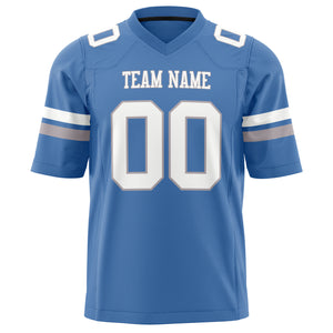 Custom Electric Blue White Solid Colour Football Jersey