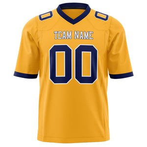 Custom Gold Navy Solid Colour Football Jersey