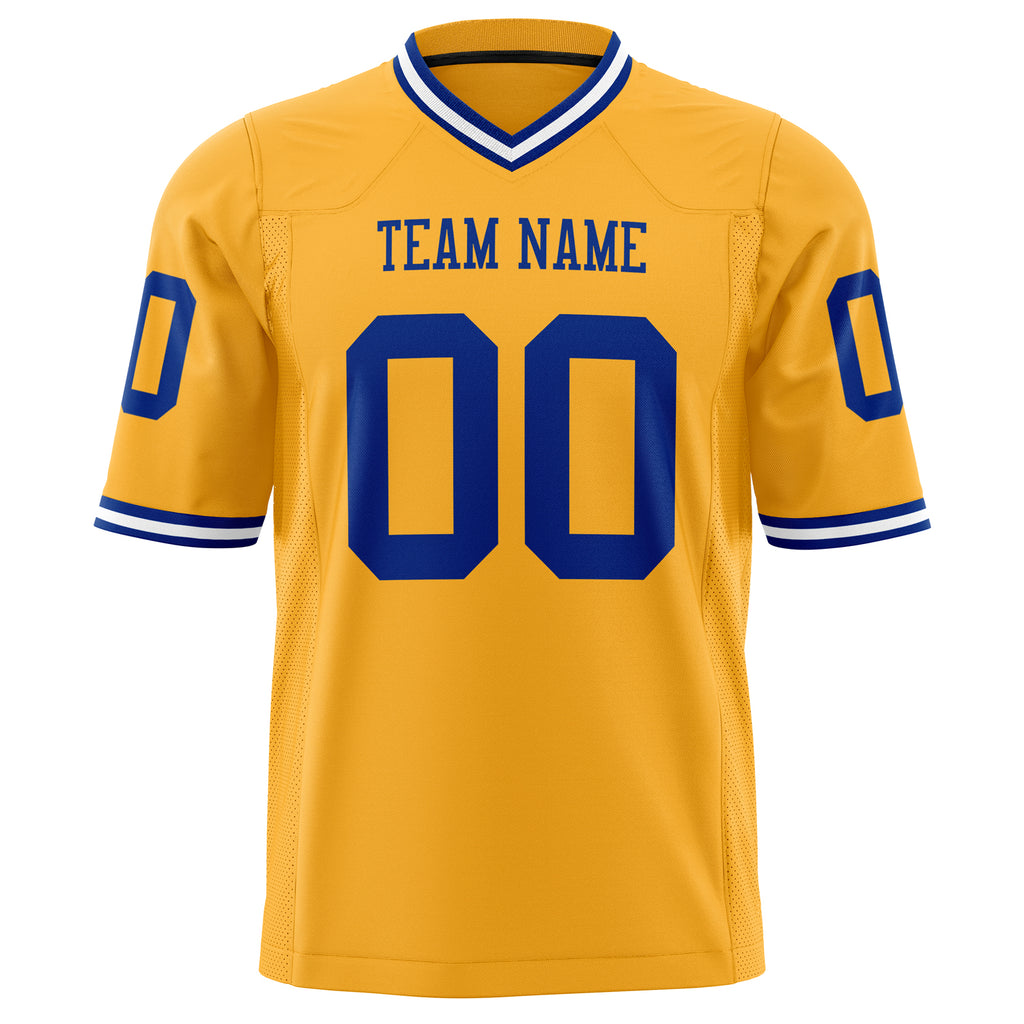 Custom Gold Navy Solid Colour Football Jersey