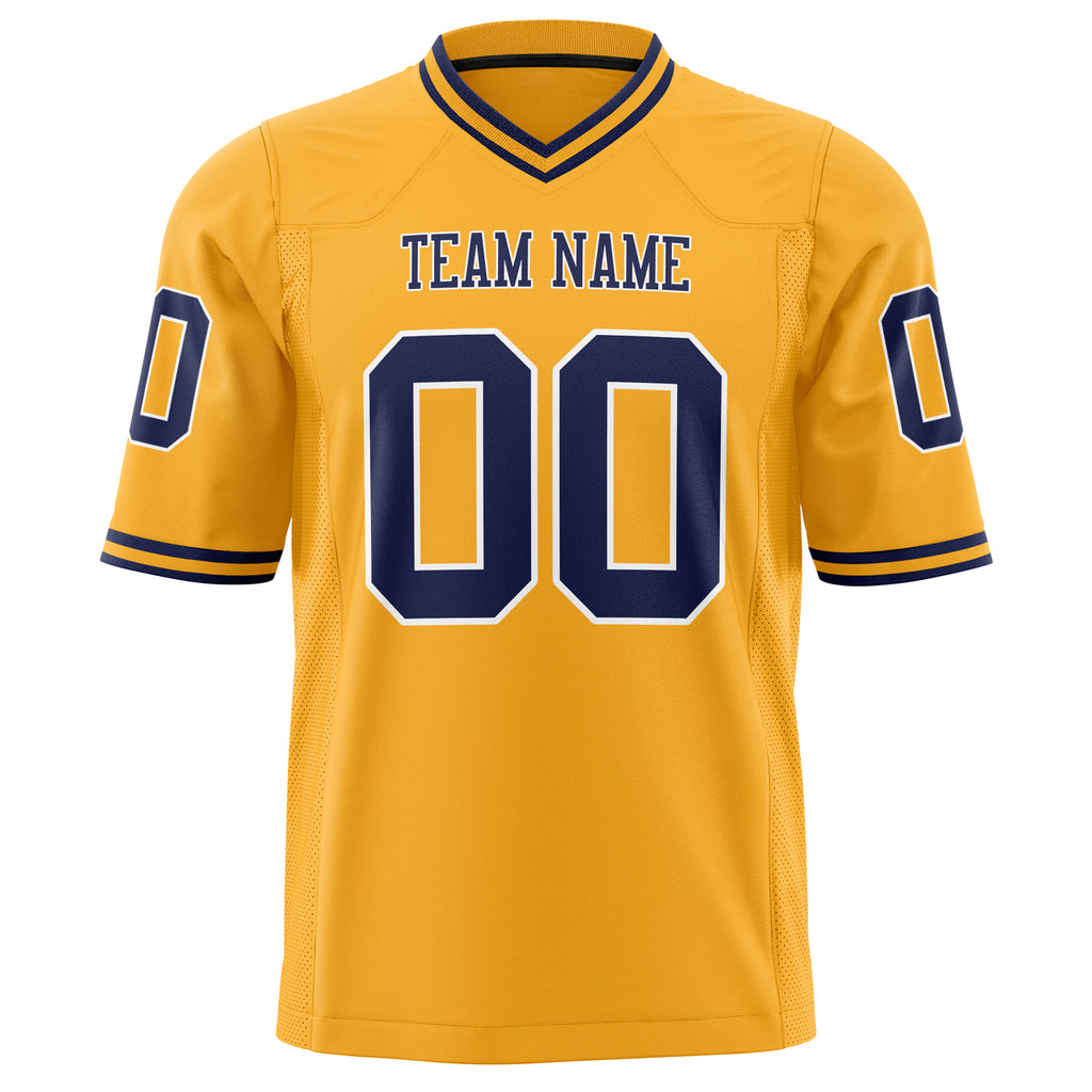 Custom Gold Navy Solid Colour Football Jersey