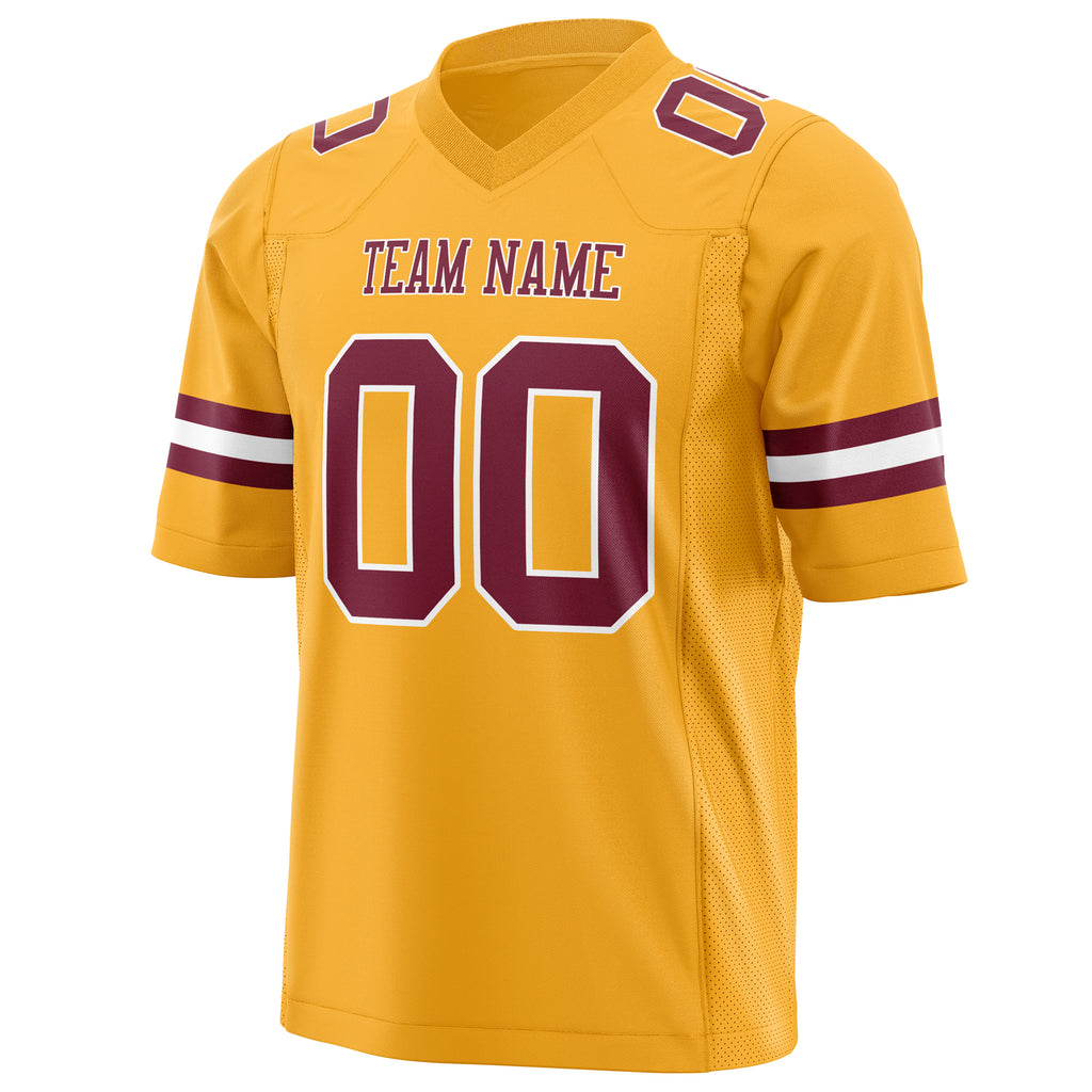 Custom Gold Maroon Solid Colour Football Jersey