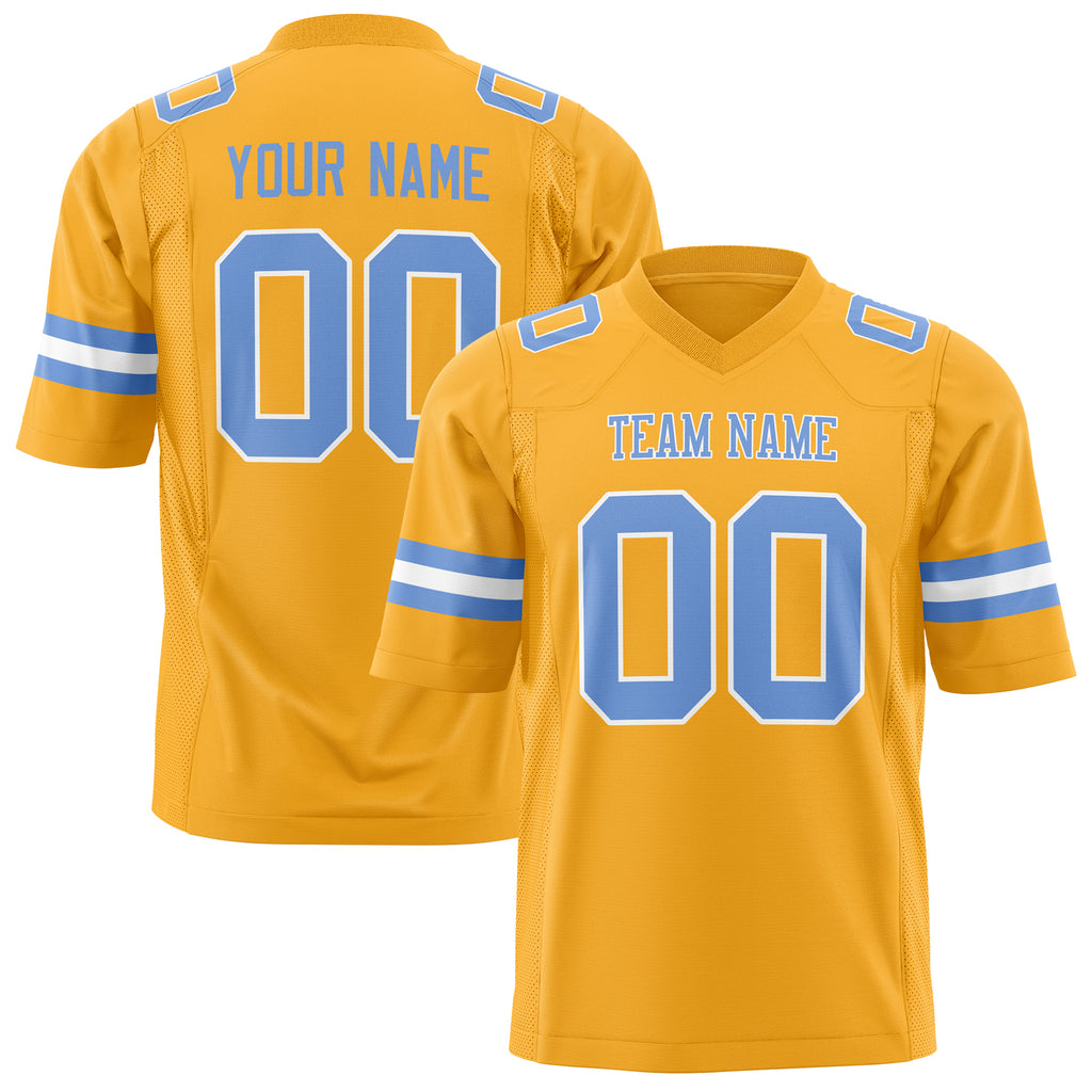 Custom Gold Light Blue Solid Colour Football Jersey FT01240725GO134