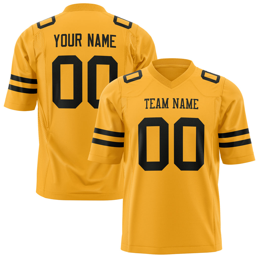Custom Gold Black Solid Colour Football Jersey FT01240725GO136