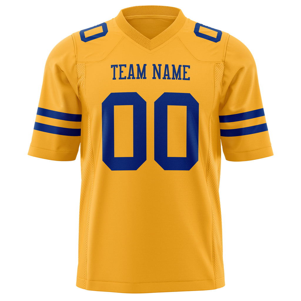 Custom Gold Navy Solid Colour Football Jersey