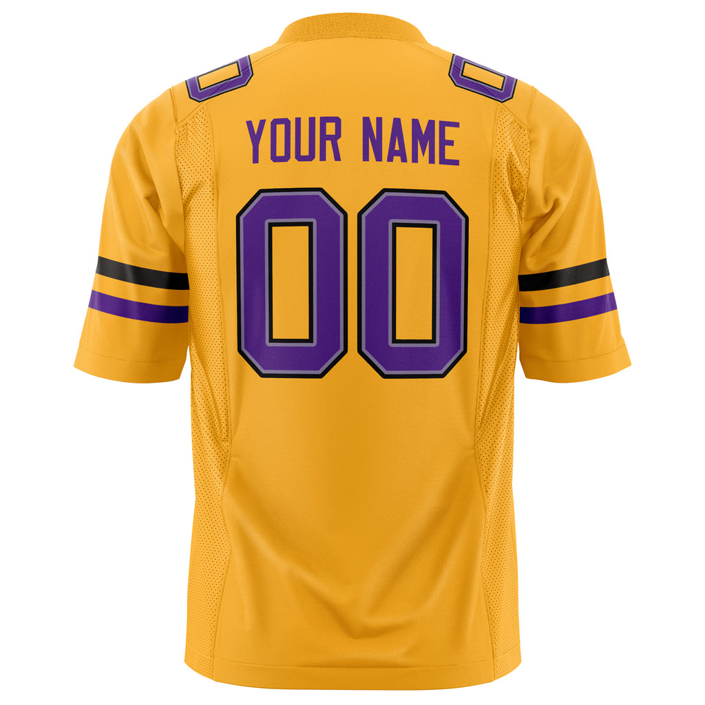 Custom Gold Purple Solid Colour Football Jersey