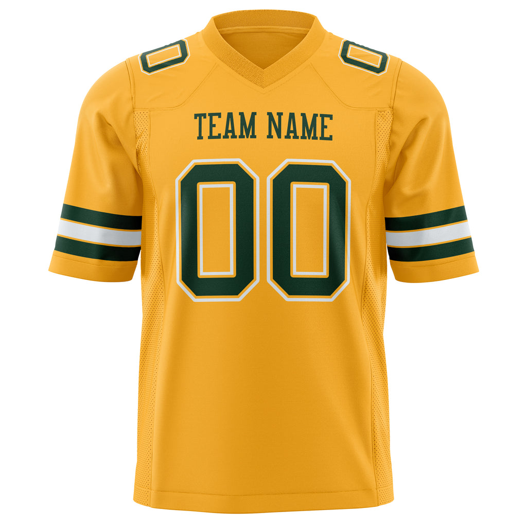 Custom Gold Green Solid Colour Football Jersey