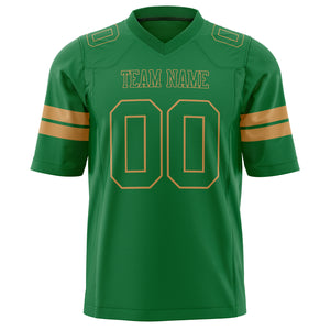 Custom Grass Green Old Gold Solid Colour Football Jersey