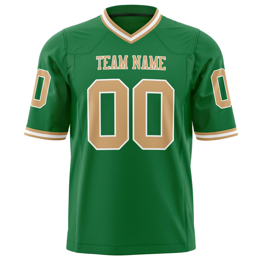 Custom Grass Green Old Gold Solid Colour Football Jersey