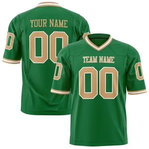 Custom Grass Green Old Gold Solid Colour Football Jersey FT01240725GR158