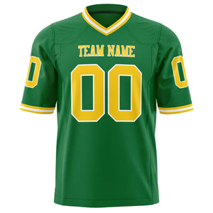 Custom Grass Green Gold Solid Colour Football Jersey