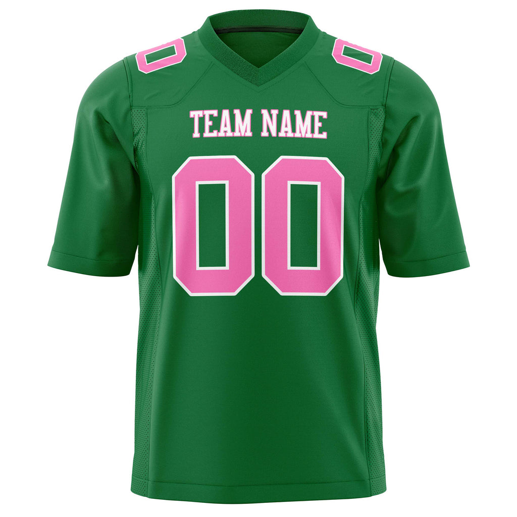 Custom Grass Green Pink Solid Colour Football Jersey