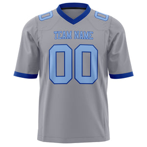 Custom Gray Light Blue Solid Colour Football Jersey