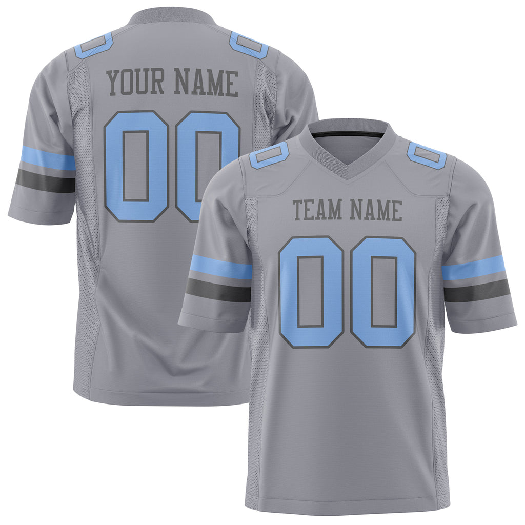 Custom Gray Light Blue Solid Colour Football Jersey FT01240725GR172