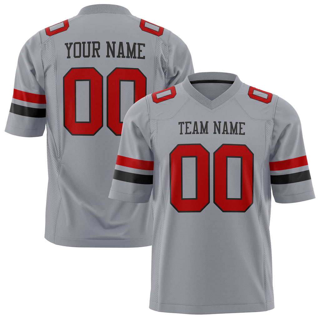 Custom Gray Red Solid Colour Football Jersey FT01240725GR173