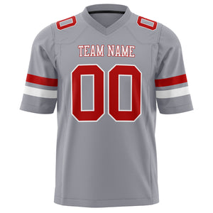 Custom Gray Red Solid Colour Football Jersey