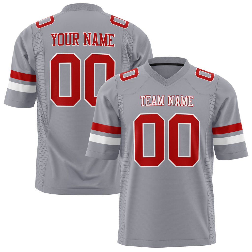 Custom Gray Red Solid Colour Football Jersey FT01240725GR176