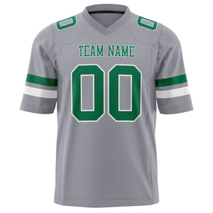 Custom Gray Kelly Green Solid Colour Football Jersey