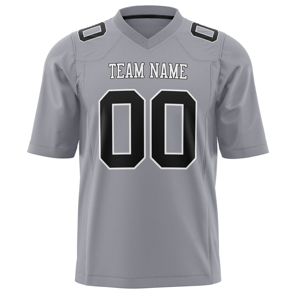 Custom Gray Black Solid Colour Football Jersey