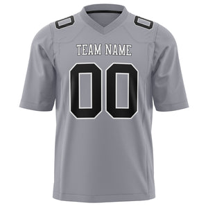 Custom Gray Black Solid Colour Football Jersey