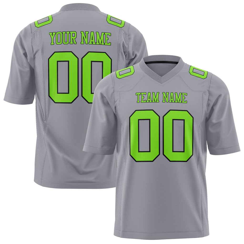 Custom Gray Neon Green Solid Colour Football Jersey FT01240725GR184