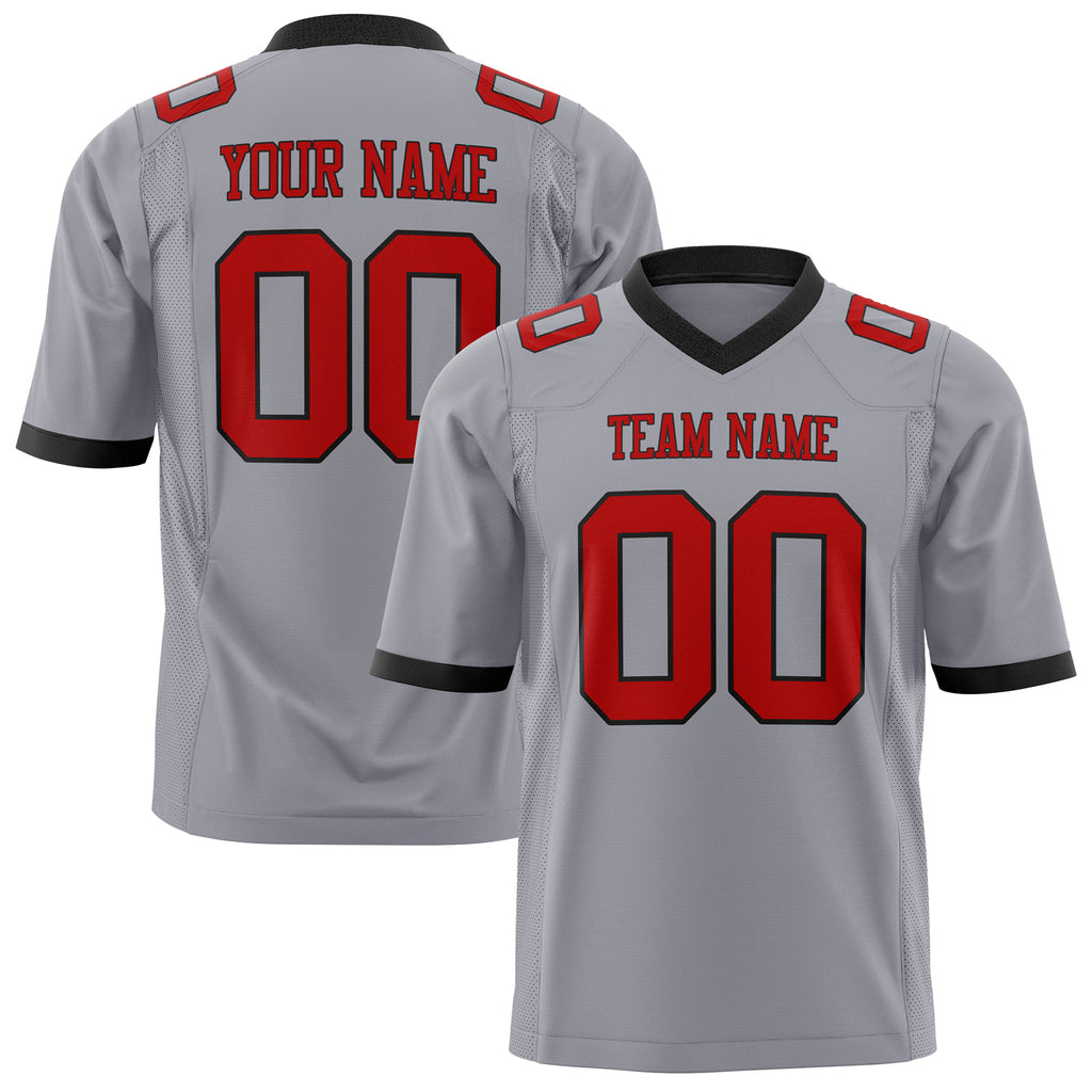 Custom Gray Red Solid Colour Football Jersey FT01240725GR185