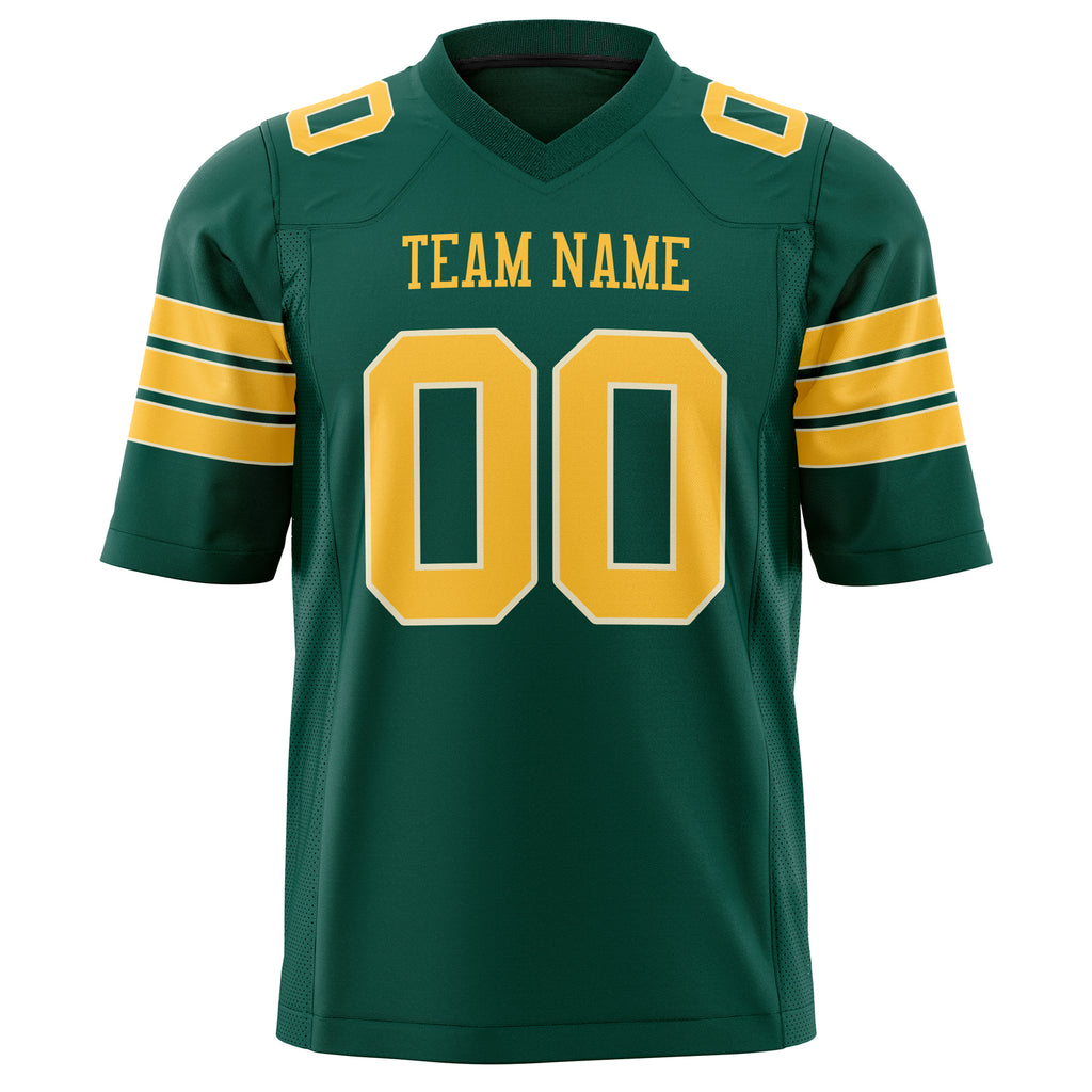 Custom Kelly Green Gold Solid Colour Football Jersey