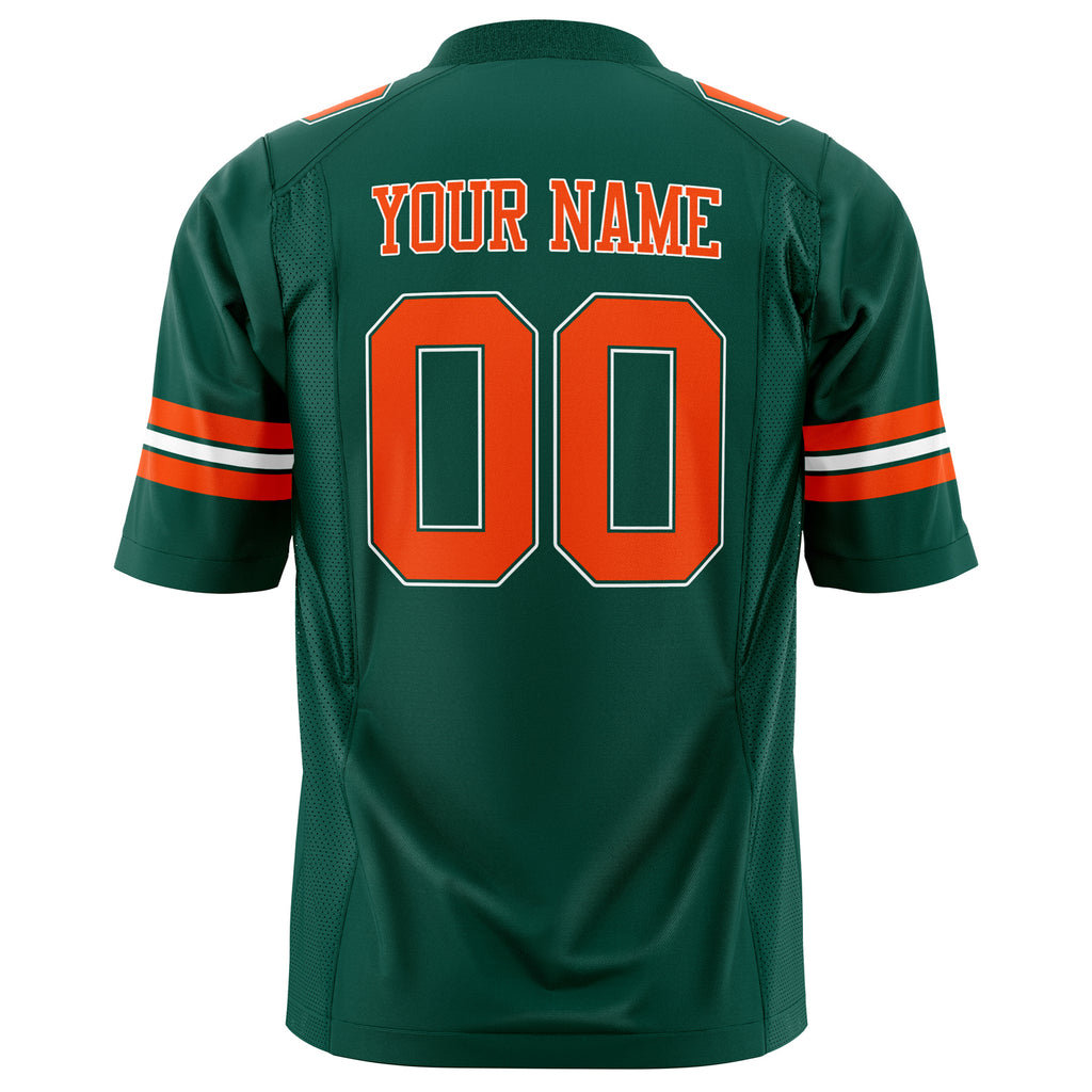 Custom Kelly Green Orange Solid Colour Football Jersey