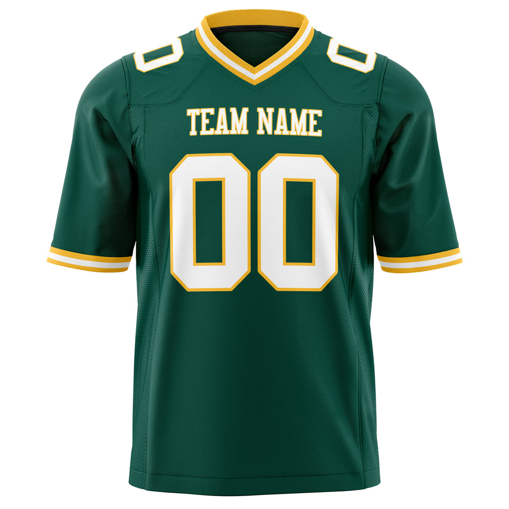 Custom Kelly Green White Solid Colour Football Jersey