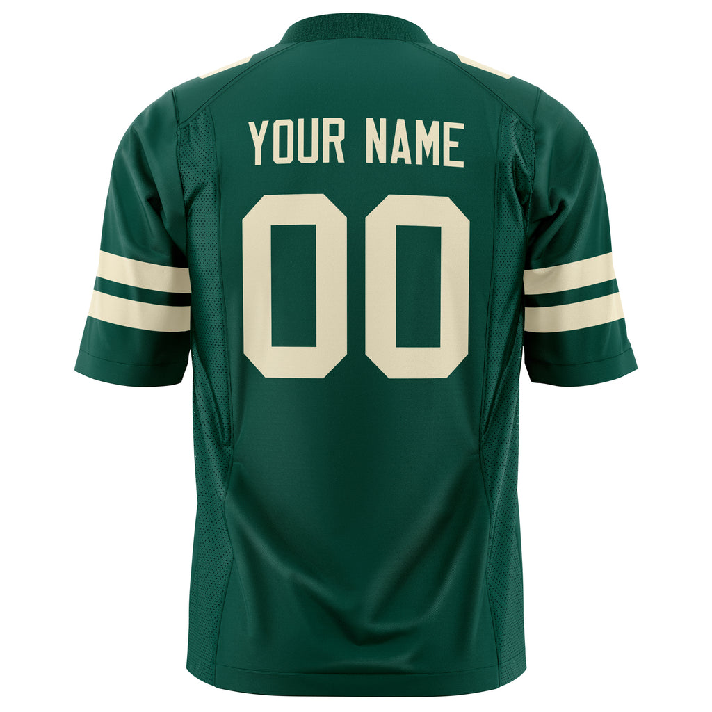 Custom Kelly Green Cream Solid Colour Football Jersey
