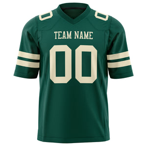 Custom Kelly Green Cream Solid Colour Football Jersey
