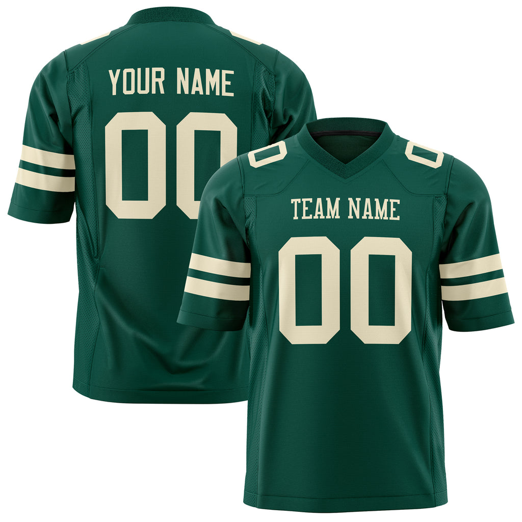 Custom Kelly Green Cream Solid Colour Football Jersey FT01240725GR198