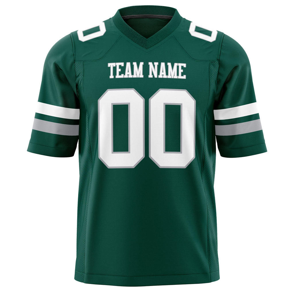 Custom Kelly Green White Solid Colour Football Jersey