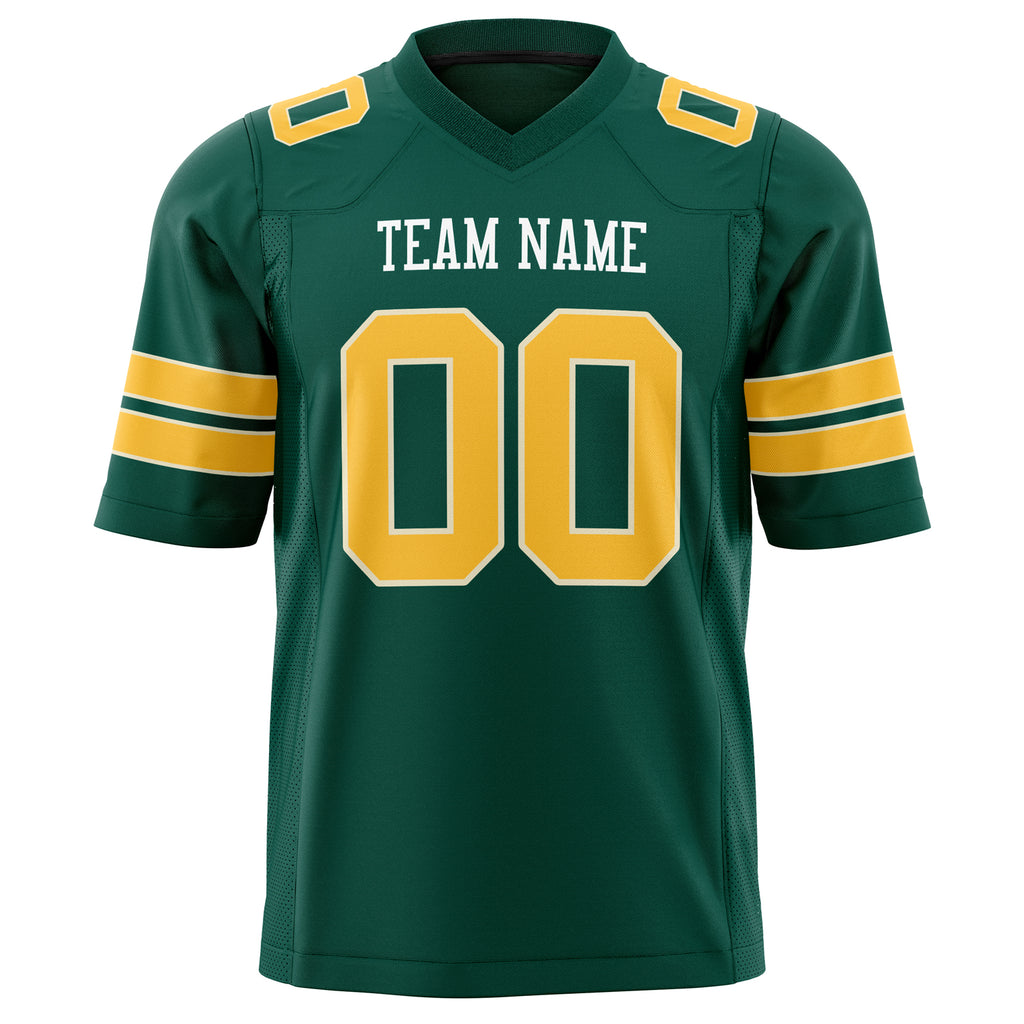 Custom Kelly Green Gold Solid Colour Football Jersey