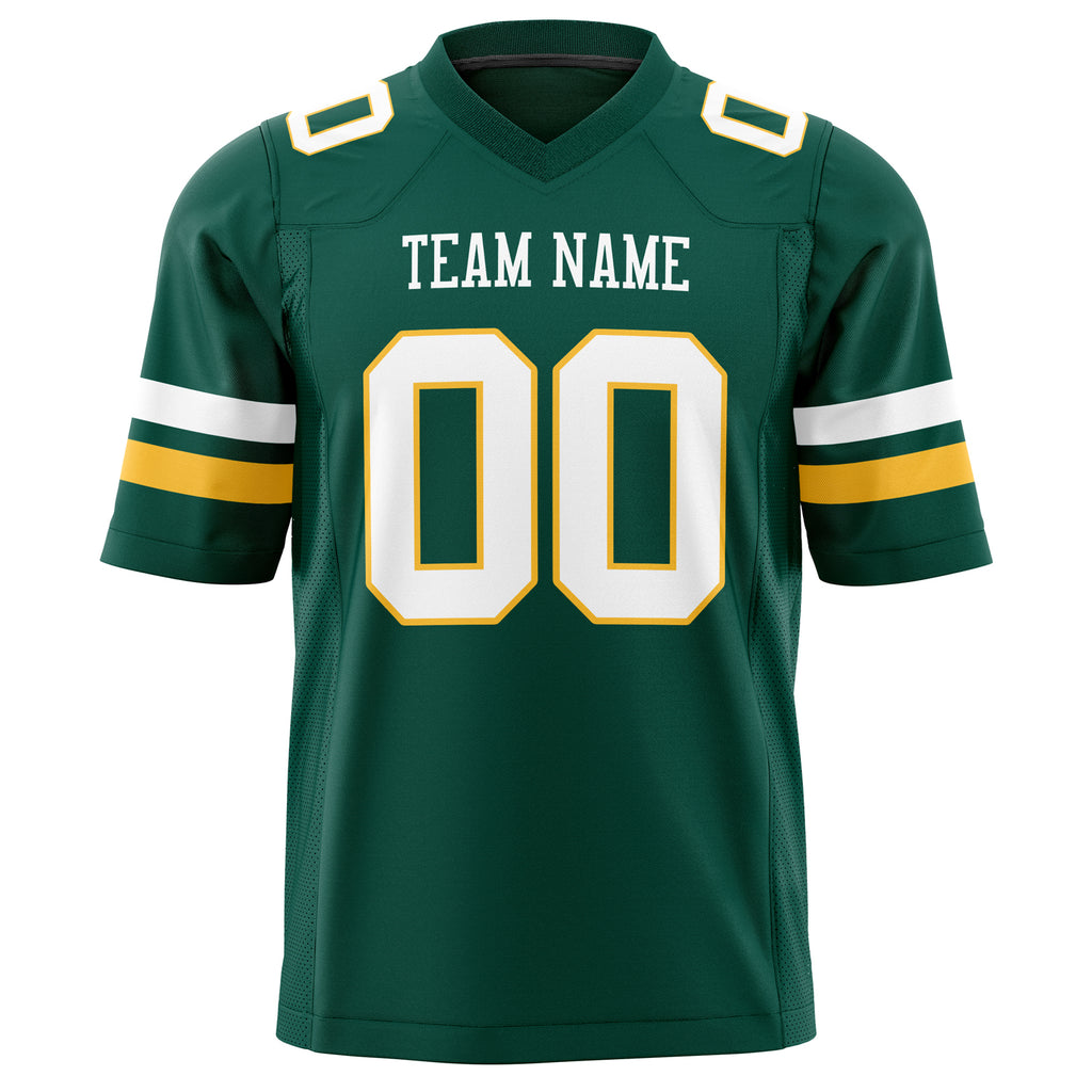 Custom Kelly Green White Solid Colour Football Jersey