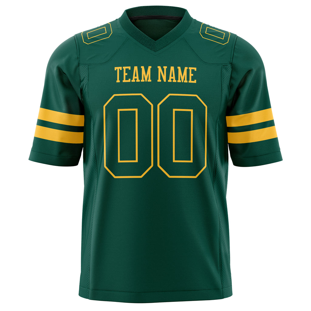 Custom Kelly Green Gold Solid Colour Football Jersey