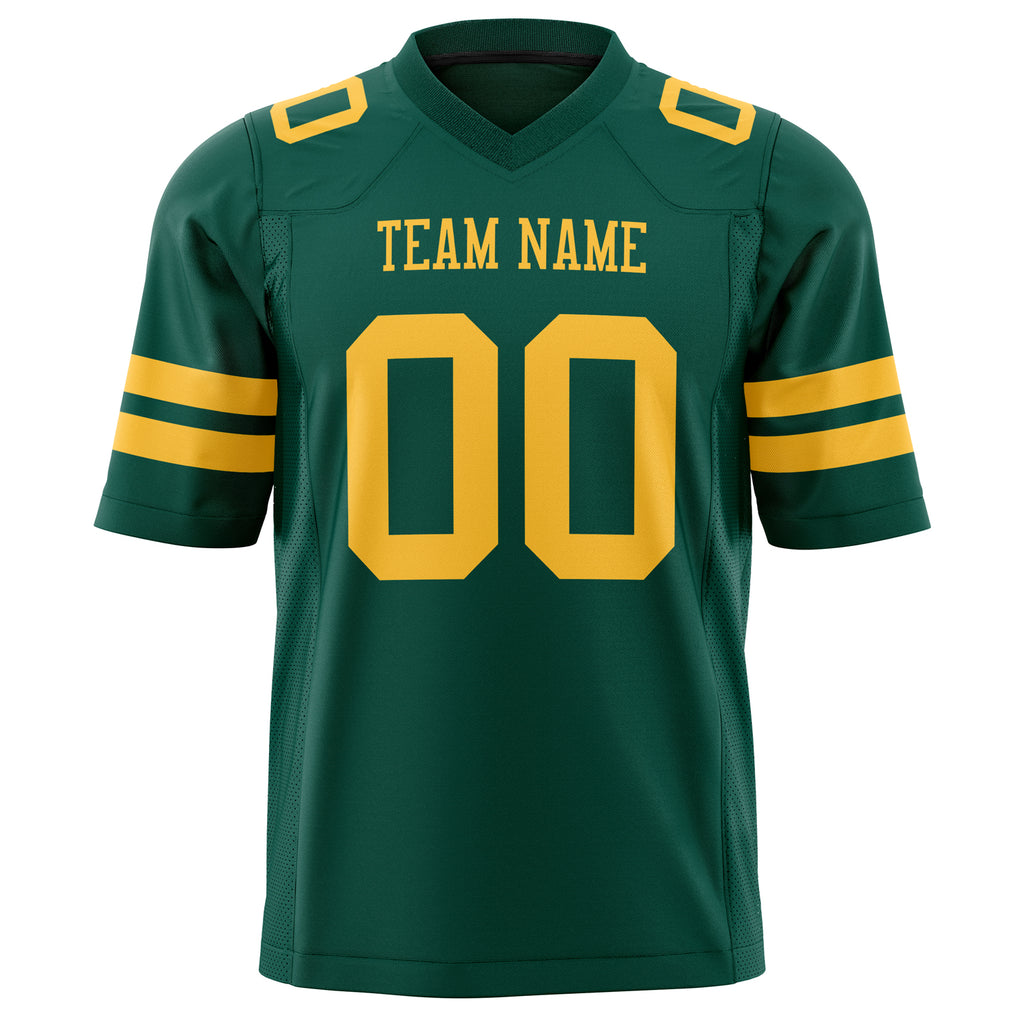Custom Kelly Green Gold Solid Colour Football Jersey