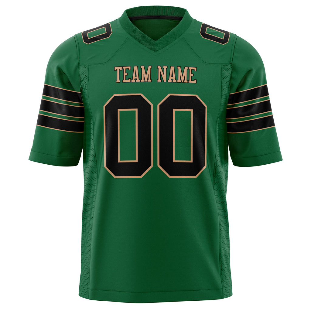 Custom Kelly Green Black Solid Colour Football Jersey