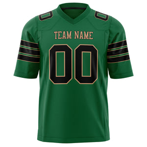 Custom Kelly Green Black Solid Colour Football Jersey