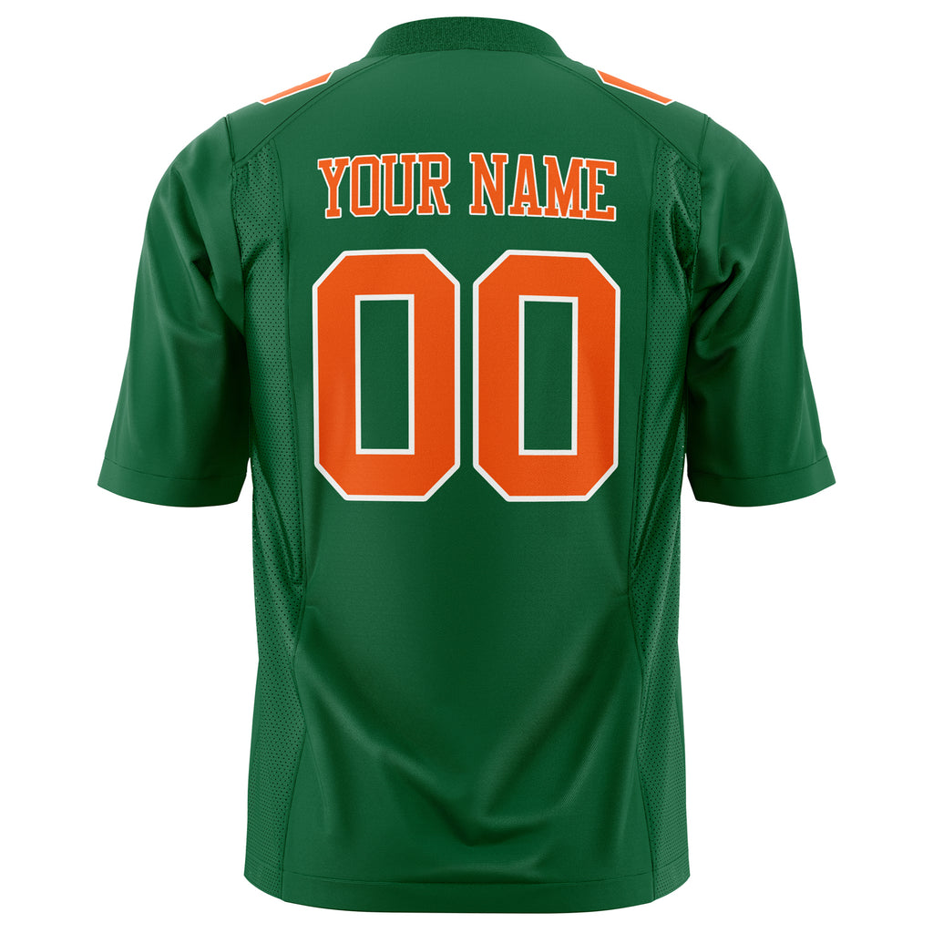 Custom Kelly Green Orange Solid Colour Football Jersey