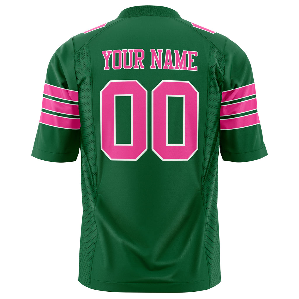 Custom Kelly Green Pink Solid Colour Football Jersey