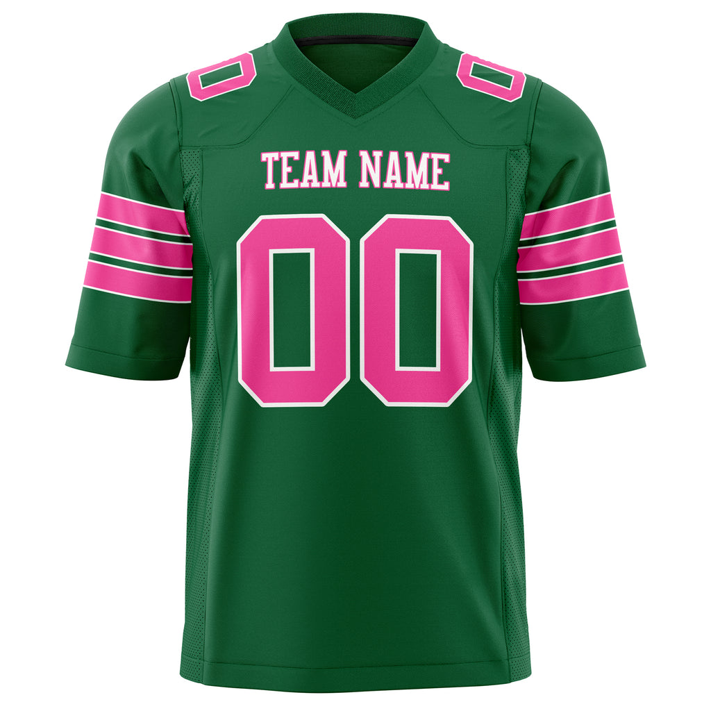 Custom Kelly Green Pink Solid Colour Football Jersey