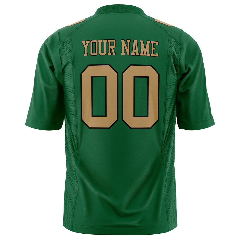 Custom Kelly Green Old Gold Solid Colour Football Jersey