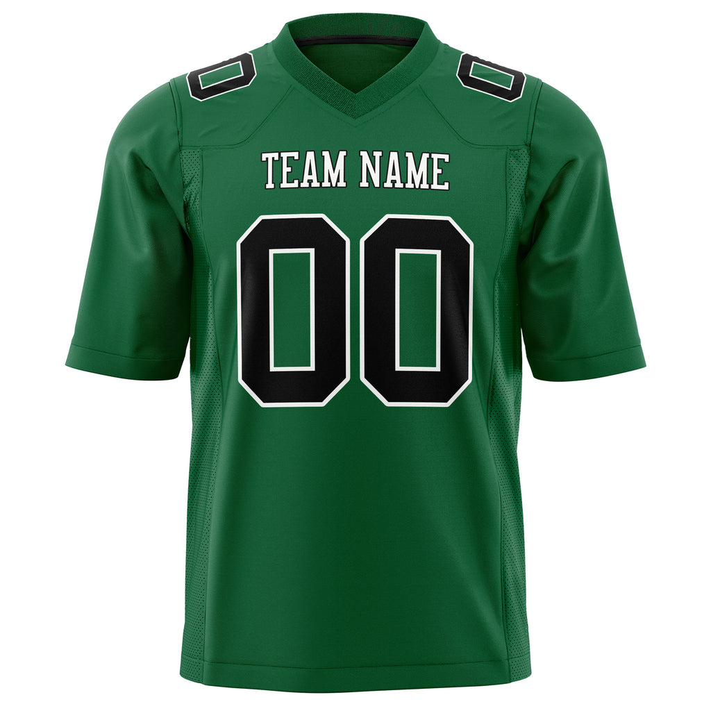 Custom Kelly Green Black Solid Colour Football Jersey